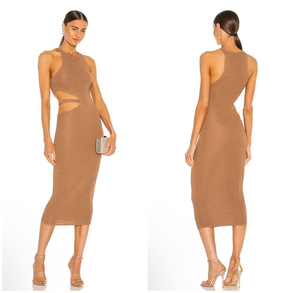 Michael Costello x REVOLVE Athena Midi Dress in Mushroom